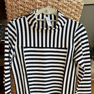 Talbots Navy and White Striped Top